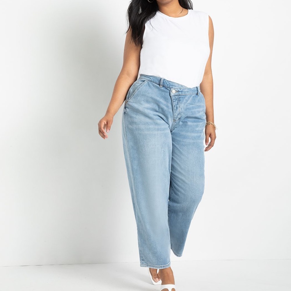 Eloquii Relaxed Jean with Overlap Waistband